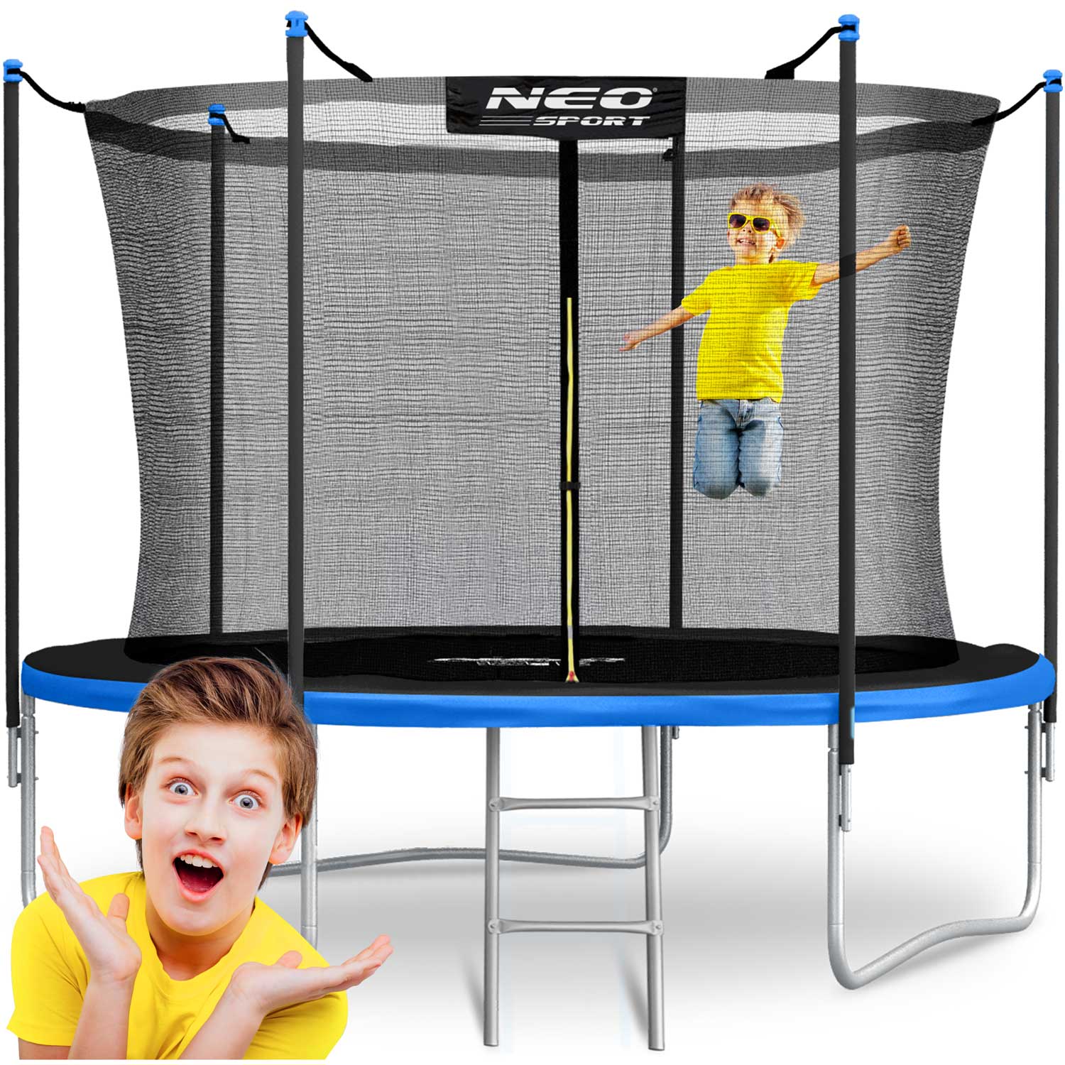 NeoSport Trampolina ogrodowa 10ft/312cm z siatką wewnętrzną i drabinką 