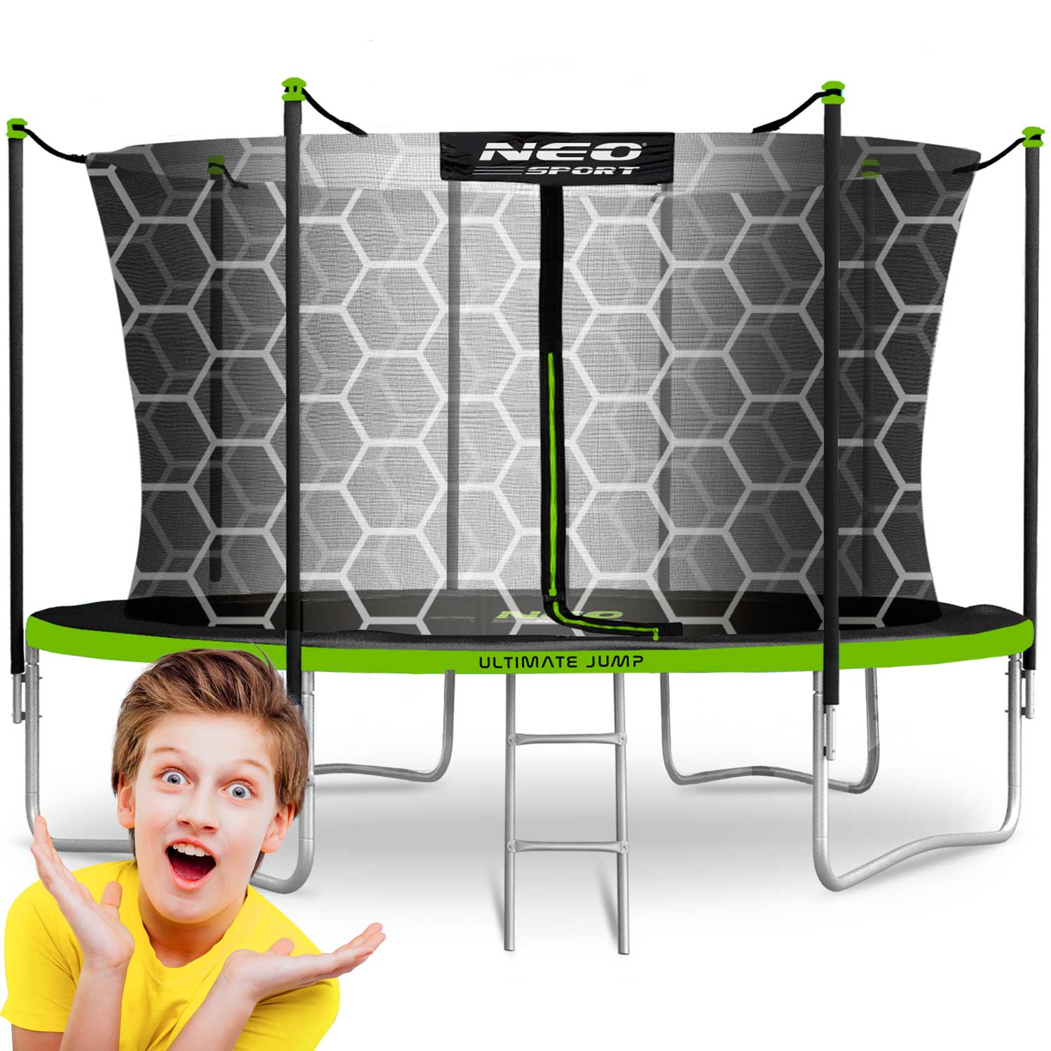 NeoSport Trampolina ogrodowa 12ft/374cm z siatką wewnętrzną i drabinką 