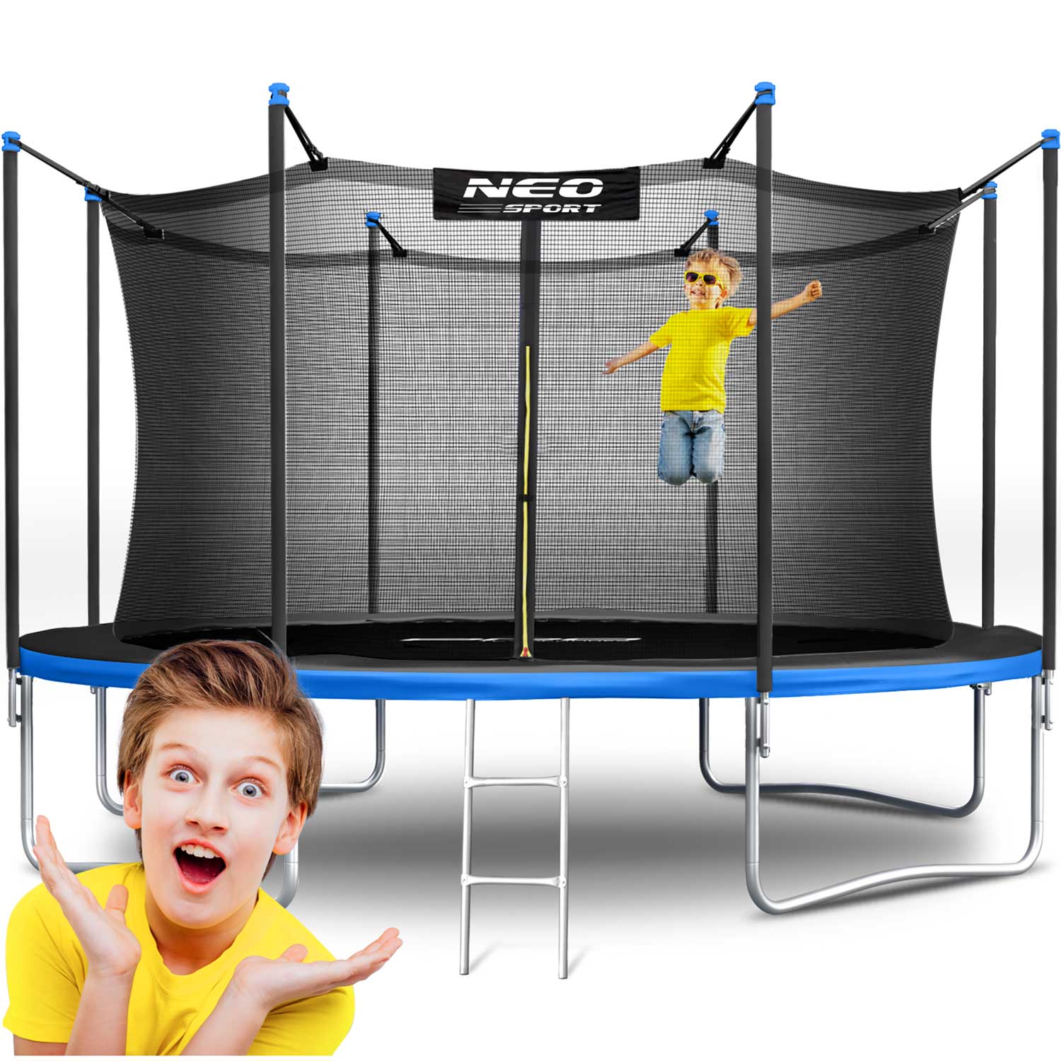 NeoSport Trampolina ogrodowa 12ft/374cm z siatką wewnętrzną i drabinką 